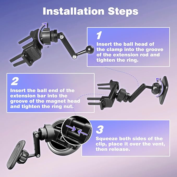 Magnetic Phone Mount for Wrangler JL Gradiator Rubicon Sahara 360° Adjustable Vent Holder | Ultra-Strong Magnet for iPhone 15/14/13 Galaxy S23/S22 Car Truck Dash Mount jee p wrangler Accessories
