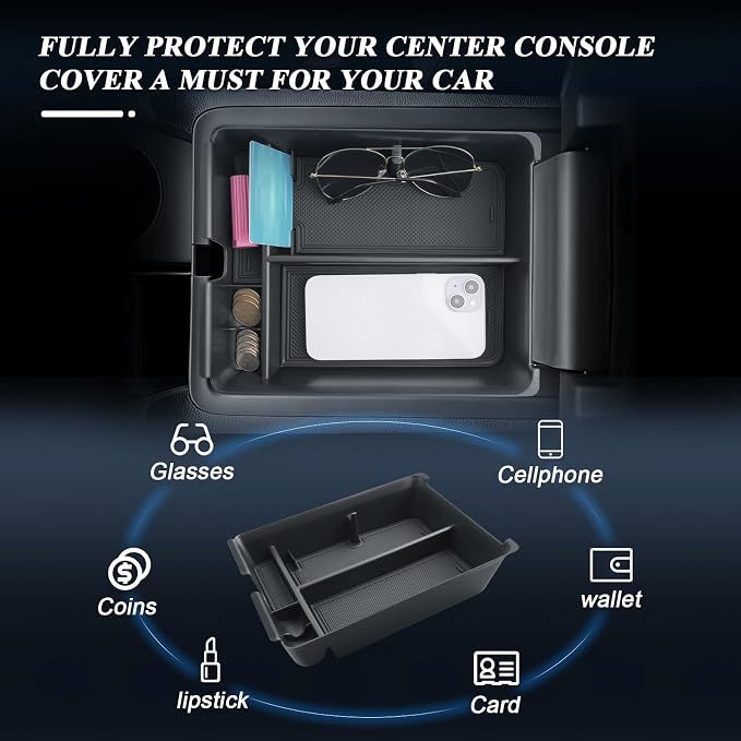 BIBIBO for 2026 Honda Passport Center Console Organizer 2026 Honda Passport RTL/TrailSport Elite/TrailSport Console Tray 2026 Passport Insert Glove Pallet Organizer 2026 Passport (Black-A)
