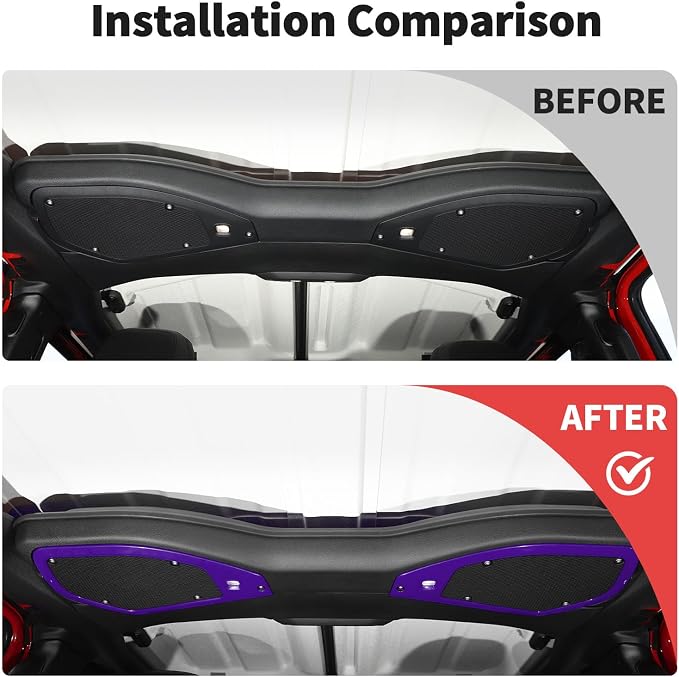 JWWY for Jeep JL Speaker Audio Trim Top & A Pillar Cover Trim for 2024-2025 Jeep Wrangler JL JLU & Gladiator JT Accessories ABS 4PCS Purple