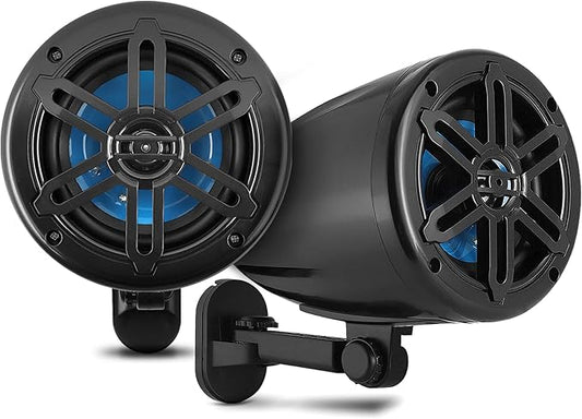 PyleUsa 5.25”Waterproof Off-Road Speakers-180W 2-Way Marine Woofer Sound System w/ 360° Rotatable Bracket, Full Range Outdoor Audio Stereo Speaker for Motorcycle ATV Jeep Boat, Includes Bracket(Black)