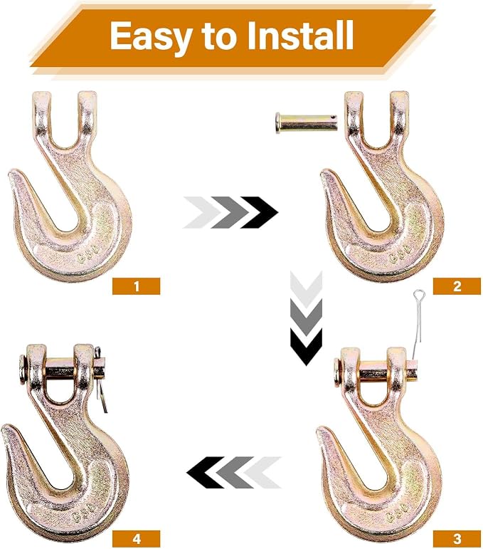 3/8" G80(4-Pack Chain Hooks+10 Ft Binder Chain)