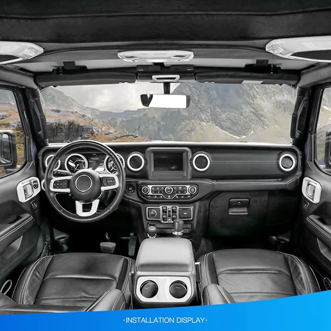 Barong for Jeep JL Steering Wheel Door Handle Air Conditioning Vent Cup Holder Reading Light Gear Cover Full Set for 2018-2023 Jeep Wrangler JLU Gladiator JT 4xe Interior Accessories White 23PCS