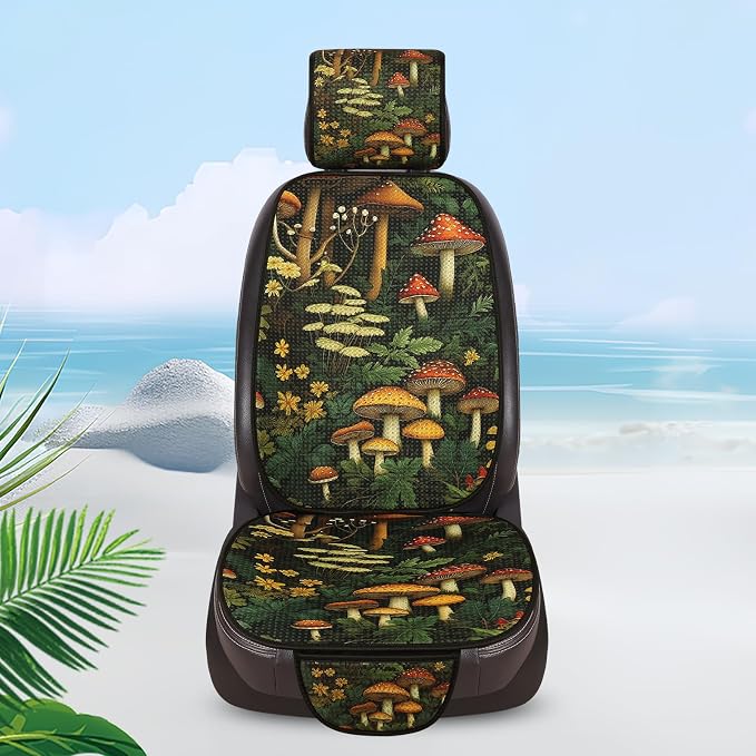 Car Seat Covers Set, 2 - Front Seat Full Set,Mushroom Honeycomb Knit Fabric, Breathable & All - Season Universal Automotive Seat Protectors