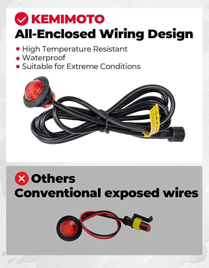 KEMIMOTO UTV Turn Signal Kit with Column Switch and Horn, 8 Hazard Lights, Plug-and-Play Pre-wired Street Light Street Legal Blinker Kit Compatible with Polaris Ranger, RZR, Can-Am, CFMOTO
