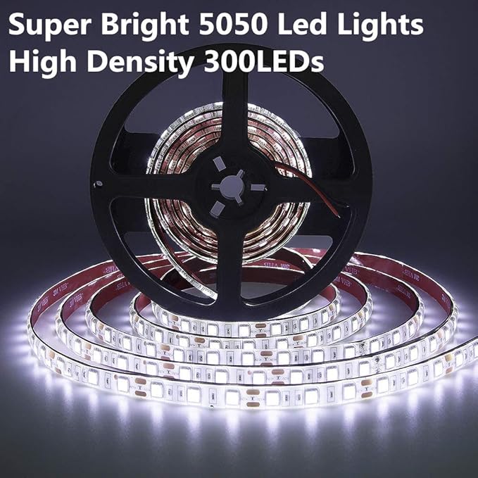 Pontoon LED Strip Lights, 12V 5M/16.4FT Waterproof Marine LED Light Boat Interior Lights, Boat Deck Light for Night Fishing, Ideal for Pontoon and Fishing Boat, Extension Cable Included (White)
