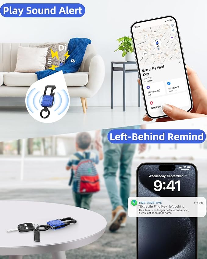 ExtreLife Keychain, Works with Apple Find My, Bottle Opener, Carabiner Car Key Chains with Gps Tracker