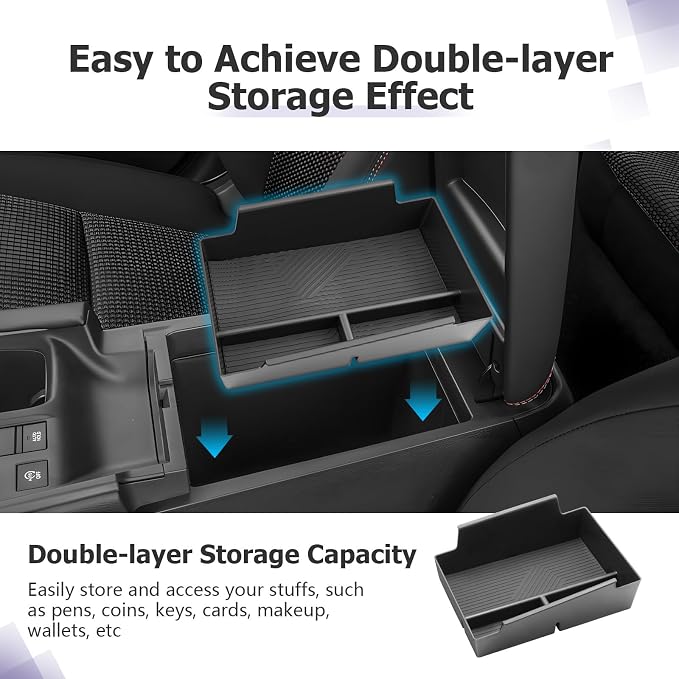 LUWU 2026 Sentra Center Console Organizer Compatible with 2026 Sentra Accessories Armrest Console Organizer Armrest Insert Tray Sentra S/SV/SR/SL 2026 Accessories Black ABS Material