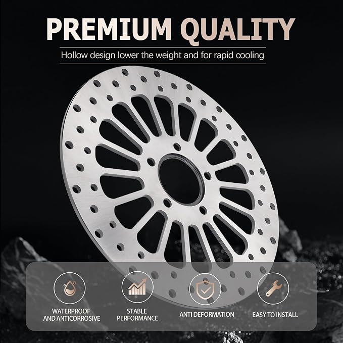 Brake Disc Rotor Rear 11.5'' Fit for Harley Davidson Touring Sportsters Softails Dyna Early Super Glide 1984-2020, Update 420 Stainless Steel Motorcycle Brake Rotor