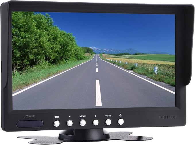 DALLUX Bus Truck Rearview Camera LCD Backup Monitor Heavy Duty Vehicle Screen LED Backlight High Resolution Backup Camera Display 2 Video Input Car Rearview Cameras Car DVD Stand 7" inch Monitor