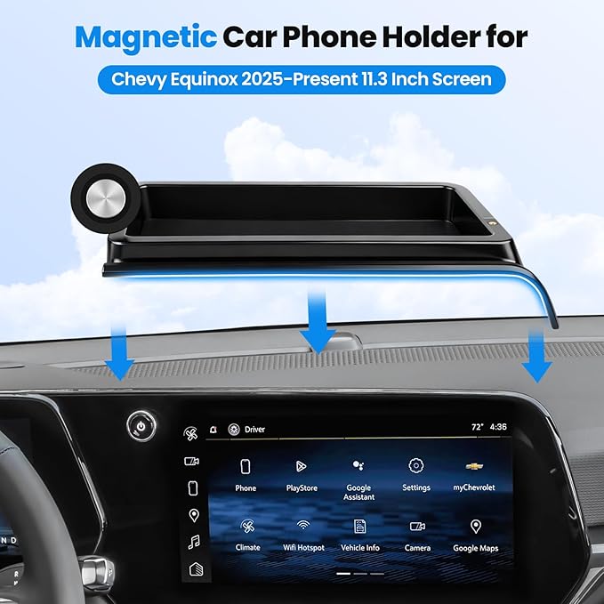 Karltys Upgraded 360° Rotation Magnetic Phone Holder Organizer for Chevy Equinox(LT/RS/ACTIV) 2025 2026 Accessories, Screen Organizer & Magnetic Phone Mount for Chevy Equinox 11.3" Screen(Not for EV)
