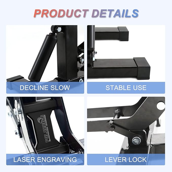 POLARBEAR Dirt Bike Stand Adjustable Jack Stand 1200Lbs Capacity Engine Stand Vertical Rise Easy Operated with DIY Stickers Lightweight(Black)