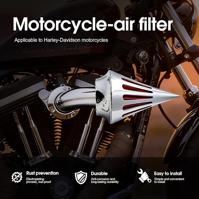 Air Cleaner Motorcycle Spike Air Intake Filter Kit Fit for Fits 2016-2017 FXDLS and Softail® d 2009-2016 Touring and Trike moase with Original Equipment 50mm Throttle Body.