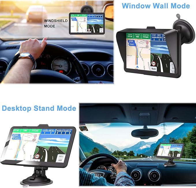 Car GPS Navigation 7 Inch Truck Navigator Latest Maps Touch Screen Vehicle GPS Commercial Trucker Voice Navigation Speeding Warning Free Lifetime Update of Maps