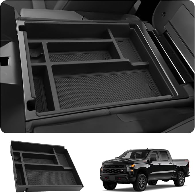 LUWU Center Console Organizer Compatible with 2019-2022 2023 2024 2025 2026 Chevy Silverado/GMC Sierra 1500 & 2020-2025 2026 Chevrolet Silverado/Sierra 2500HD 3500HD 1PC (Split-Bench Folding Seat)