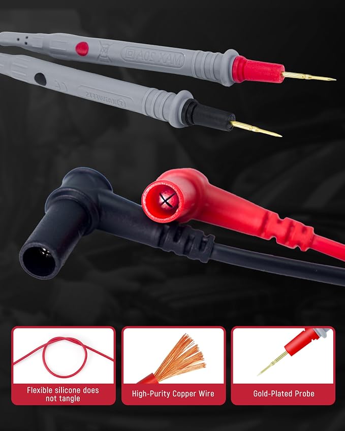 KAIWEETS HT118A Digital Multimeter TRMS 6000 Counts Voltmeter and KET20 Silicone Multimeter Test Leads with Gold-Plated Probes