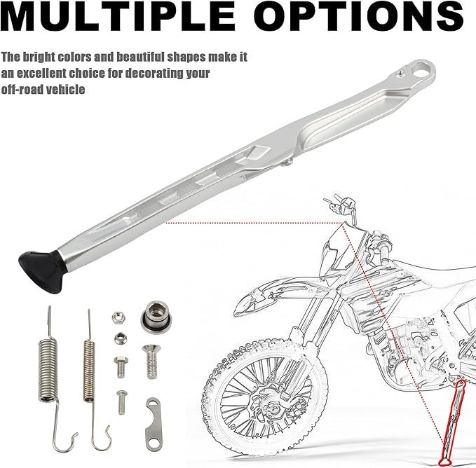 Dirt Bike Parking Side Stand Kickstand Kit,Motorcycle Kickstand Side Stand Springs Support Stand For EXC EXCF XCW XCF-W XC XCF 125 150 250 300 350 450 2023 2024(Silver)