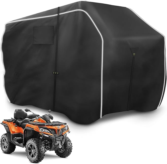 600D ATV Cover, Waterproof & Windproof 4 Wheeler Covers Outdoor Storage, Heavy Duty Quad Wheeler Cover Accessories Fit for Polaris Yamaha Suzuki Honda, 75" L x 47" W x 37" H, Black