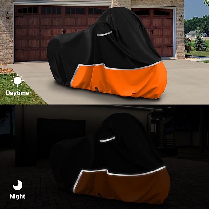 Waterproof Motorcycle Cover Compatible with KTM Adventure 250/390/790/890/1290 Model, 420D Oxford Cloth Motorcycle Cover for Snow Rain Dust Protection
