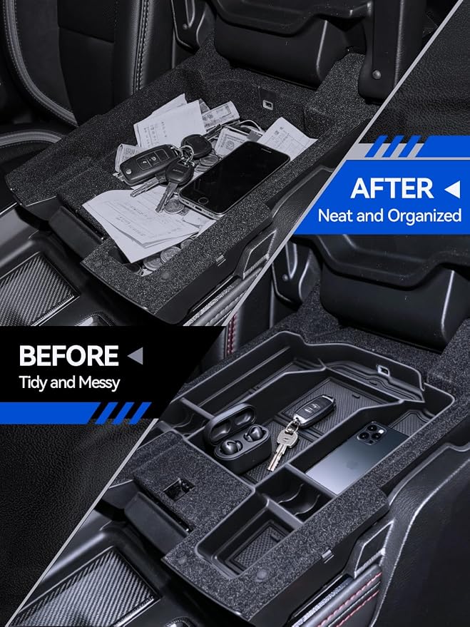 for Ram 1500 Center Console Organizer 2019-2025 2026 Dodge Ram 1500 2500 3500 Accessories Armrest Tray Middle Storage Box Insert Container Durable ABS Plastic