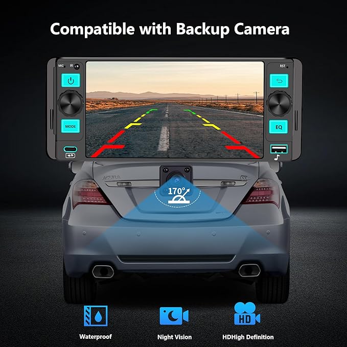 Single Din Car Stereo – Dual Knob Touchscreen Radio with Wireless Apple CarPlay & Android Auto Upgrade Your Classic Car with Easy Installation, Backup Camera Ready, Bluetooth, GPS, FM/AM, USB, EQ
