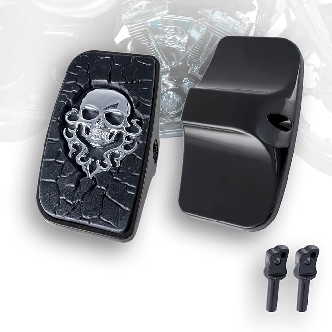 Rear Passenger Footpeg Passenger Peg Floorboard Footboard for Harley (18-later Softail Passenger, MetalSkull-Black)