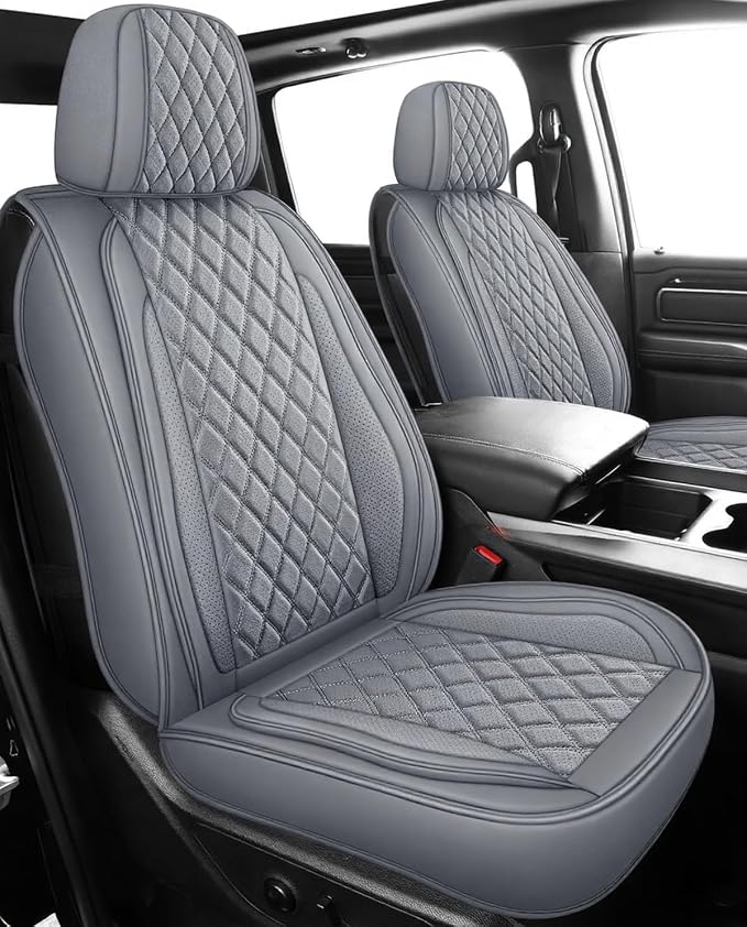 MIROZO Silverado Sierra Front Seat Covers,2PCS Truck Seat Covers Waterproof Pickup Seat Covers Compatible with 2007-2026 Chevy Silverado GMC Sierra 1500 2500HD 3500HD (Grey,2PCS Front)