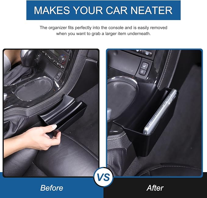 PIUGILH Gear Shift Side Storage Box Tray Compatible with Corvette C6 2005-2013 Inner Accessories, ABS Interior Car Center Console Gear Shift Storage Box Tray Trim