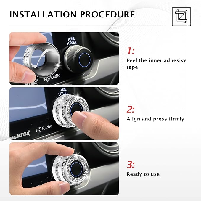 Compatible with Toyota RAV4 2019-2025 Accessories, Aluminum Alloy Control Knob Trim Cover Set (Bling, 6pcs-(No Drive Mode))