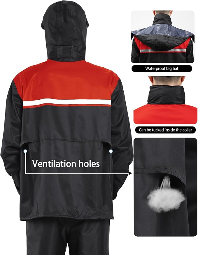 iCreek Rain Suit Waterproof Jacket and Pants Hi Vis Raincoat for Men and Women Reflective Outdoor for All-Sport Work