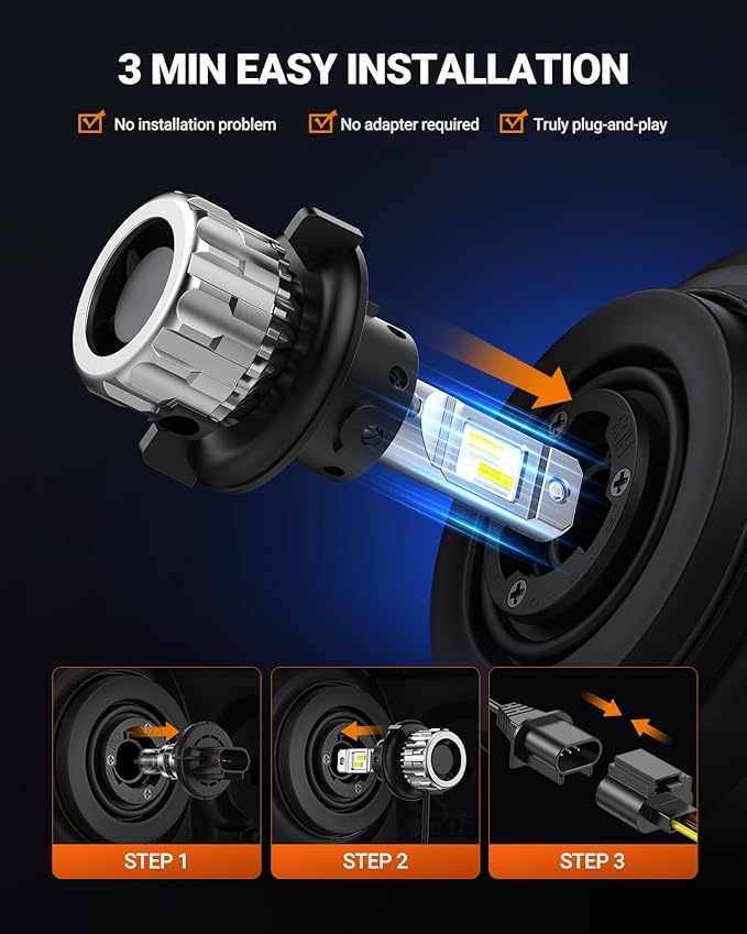 SEALIGHT H13 9008 Light Bulb, 46,000LM Super Brighter, 6500K Cool White H13 Off Road Light or Fog Light Bulbs, Pack of 2