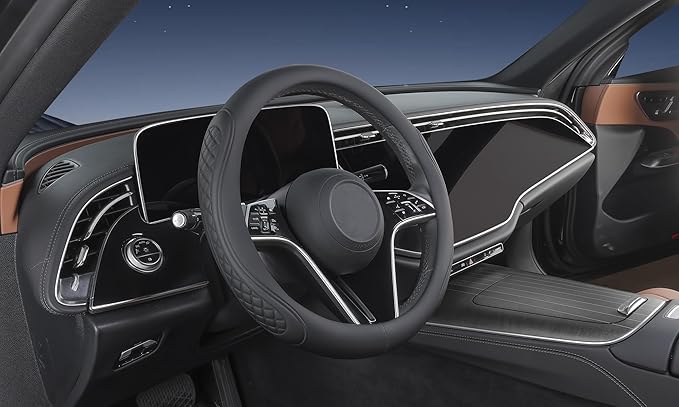 Leather Steering Wheel Cover Compatible with Mercedes Benz GLC 300 C300 GLE 350 450 GLA 250 GLB 250 E350 GLA GLB GLC GLK GLS CLA CLS A B C E S Class Sprinter Car Accessories, Black 2026