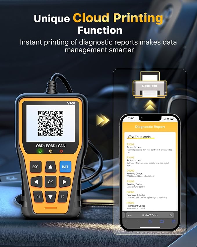 OBD2 Scanner - Enhanced Fixd Car Diagnostic Tool with Battery Tester Car Code Reader That Can Print Data to The Cloud Reads and Clears Engine Error Codes for All OBD II Protocol Vehicles Since 1996