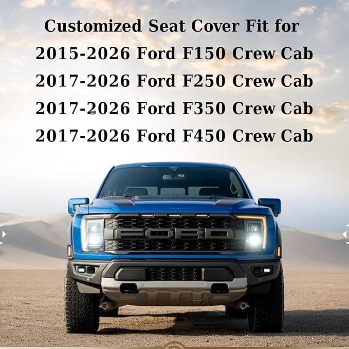 Coverado Front Seat Covers, Waterproof Canvas Seat Protector for Car Seat Cushions for Kids & Dogs, Compatible with 2015-2024 Ford F150 & 2017-2024 Ford F250 F350 F450(Black, 2PCS)