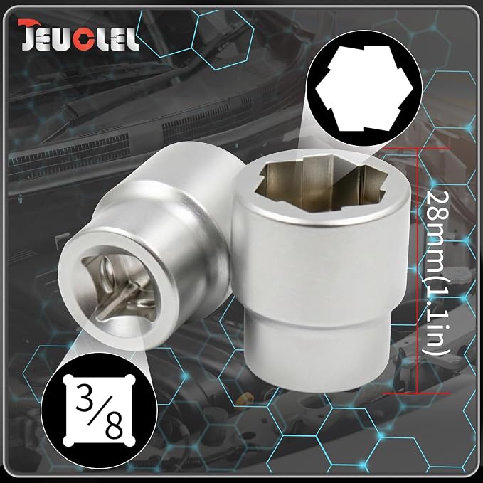 11Pcs 3/8" Drive Metric Bolt Extractor Socket Set - Sizes 8-19mm for Easy Removal of Damaged Fasteners with Innovative Clamping Design