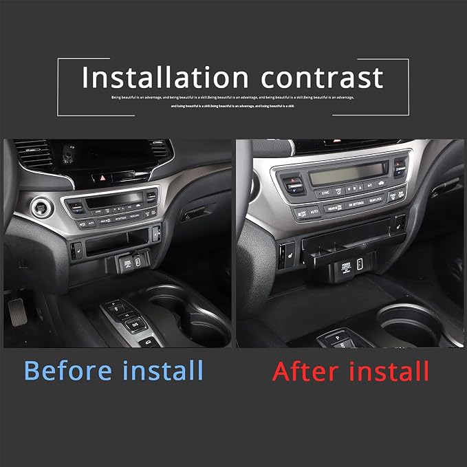 for Honda Pilot 2016-2022/ Ridgeline 2020-2023/ Passport 2019-2023 Center Console Organizer Tray & Gear Shift Panel Cover Trim