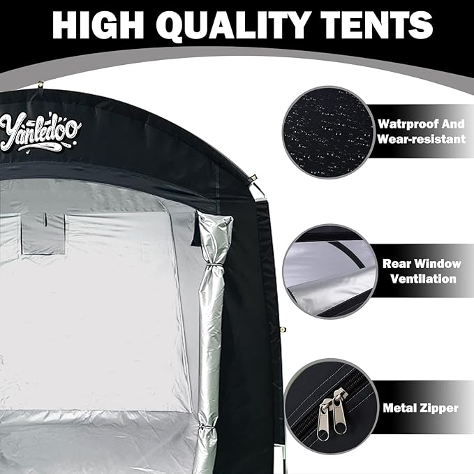 XXL Bike Storage Tent, Waterproof Portable Bicycle Shelter with 30% More Top Storage Space for 3-5 Bikes, Easy Setup Outdoor Bicycle Tent, Clips for Camping, Sports Equipment, Outdoor Storage, Black