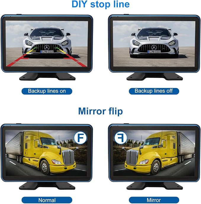 Wired RV Backup Camera System Kit, 10.1" IPS Touch Screen Display Monitor & 3 AHD Cameras with 4 Split Screen 1080P DVR Record IP69 Waterproof for RV Truck Bus Trailer Camper