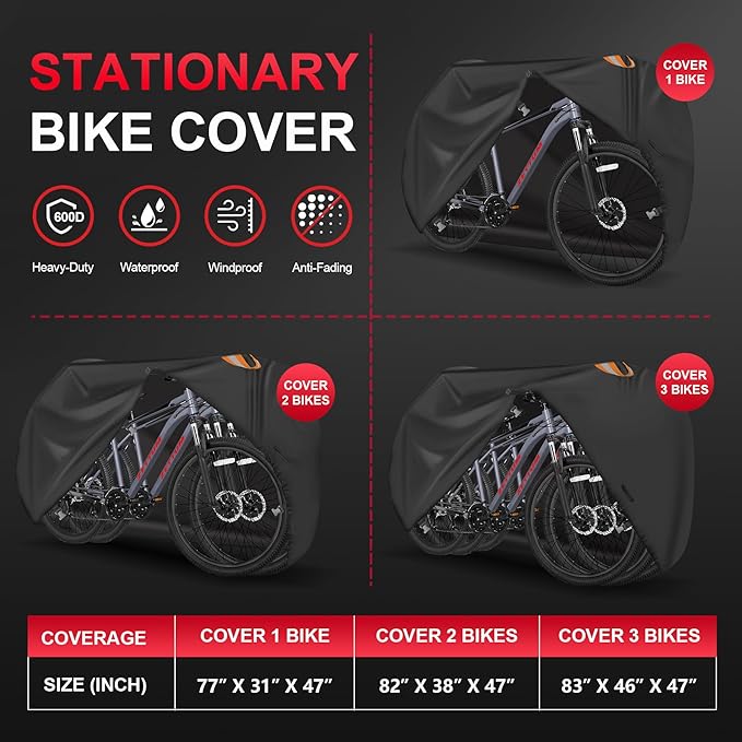 Zettum Bike Cover for 1 Bike - Outdoor Bike Cover for Stationary 1 Bike Waterproof & Heavy Duty, 600D Bicycle Cover for Single eBike, Mountain Bike, Road Bike, Hybrid Bike, Beach Cruiser Bike Storage