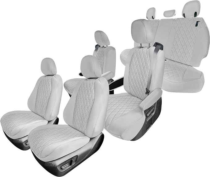 FH Group Custom Fit Car Seat Covers Specifically Made for Toyota Sienna 2021-2024, Solid Gray Ultraflex Neoprene Full Set Automotive Seat Covers, 7 Seater SUV Seat Covers, Toyota Accessories