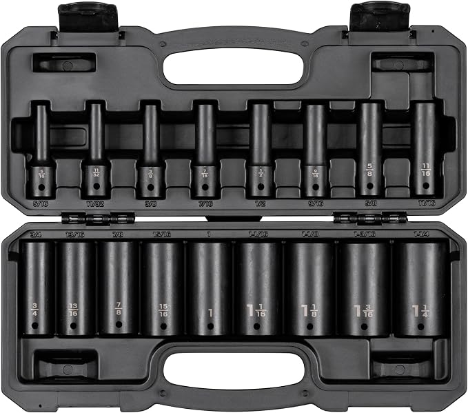 TEKTON 1/2 Inch Drive Impact Socket Set, 17-Piece | SID92337