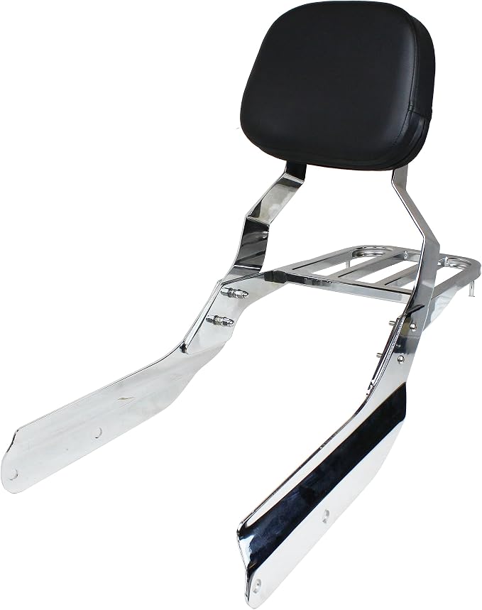 YHMOTO Passenger Sissybar Backrest with Luggage Rack Fits for Honda VTX 1300 1800 N/R/S Models 2002-2008 (Style B-Chrome)