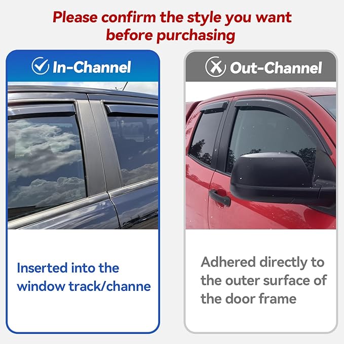 in-Channel Window Visors Rain Guards for 2011-2023 Dodge Charger, Window Vent Wind Deflectors Visors Shades for 11-23 Charger (NOT Outside-Adhensive Style