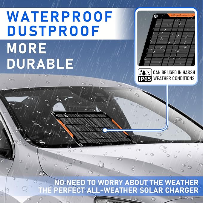 10 Watt 12 V Solar Car Battery Charger & Maintainer | Portable Solar Panel Trickle Chargerr for Car, Boat, Automotive,RV