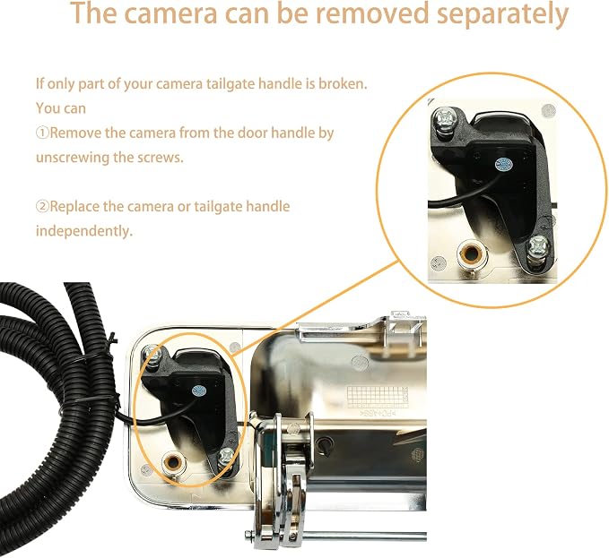 Rear View Camera, w/Chrome Tailgate Handle, Compatible with 2005-2014 Ford F150, 2008-2016 F250 F350 F450 F550 Super Duty, 2007-2010 Explorer, 170° Angle, Backup Camera Kit, Back Up Reverse Camera