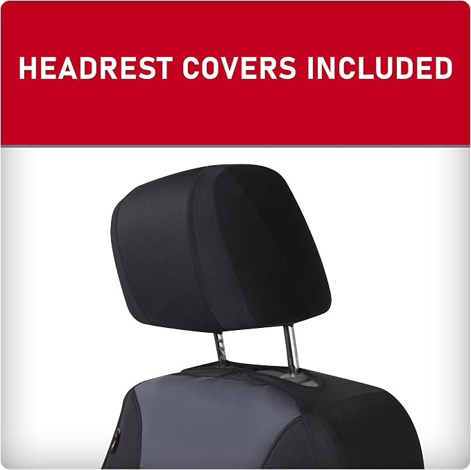 Dickies 2-Piece Aquablock Seat Covers, Water-Resistant Seat Covers for Cars, Trucks, SUVs — Black/Gray