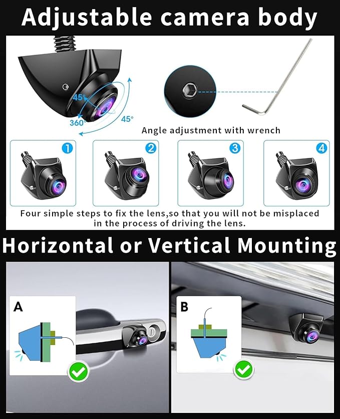 Car Backup Camera Monitor System Rear View Reverse Camera Waterproof Night Vision DIY Guide Lines LCD 1080P Display for Cars Truck Off-Road SUV Van Jeep UTV