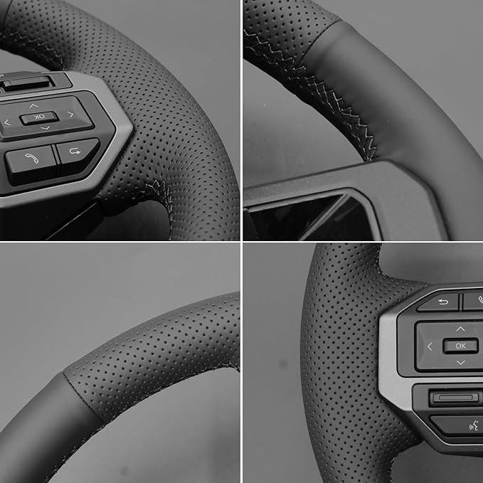 MEWANT Hand Stitch Steering Wheel Cover for Toyota Land Cruiser 2024-2026, Custom Fit DIY Wrap Interior Accessories