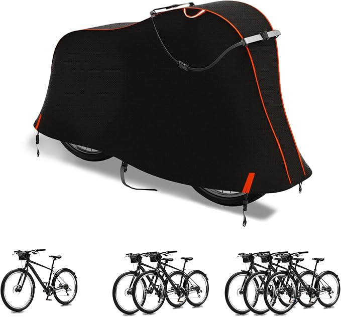 Bike Cover for 1/2/3Bike-900D Heavy Duty Waterproof Bicycle Cover&Outdoor Bike Storage Protection against Snow,rain|Bike Cover for eBike,Mountain,Road,Hybrid,Scooter,Beach Cruiser Bike(XL-2Bike Cover)
