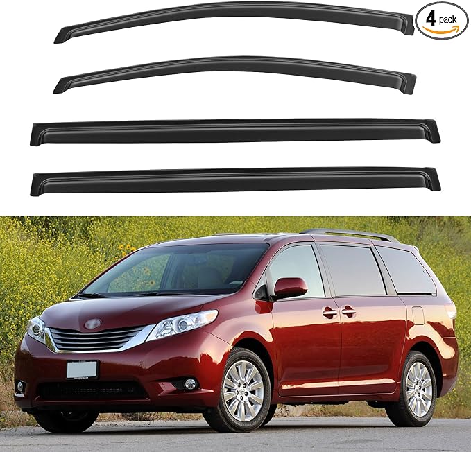 Window Visors Rain Guards Shield for 2011-2020 Toyota Sienna, Out-Channel Window Vent Wind Deflectors Visors Shades for 11-20 Sienna