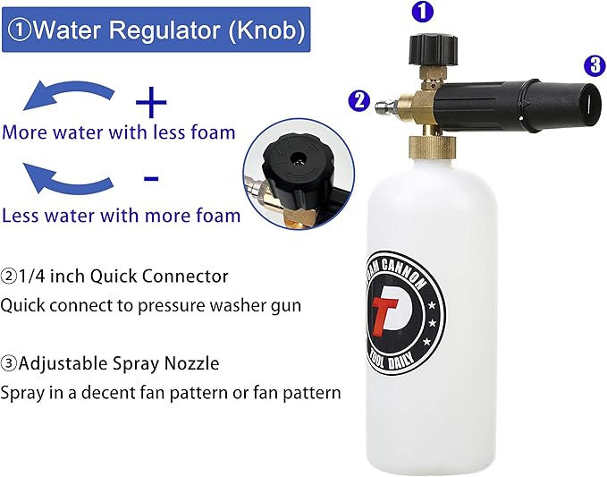 Tool Daily High Pressure Washer Nozzle Kit for Washing, Foam Cannon with 1/4 Inch Quick Connector